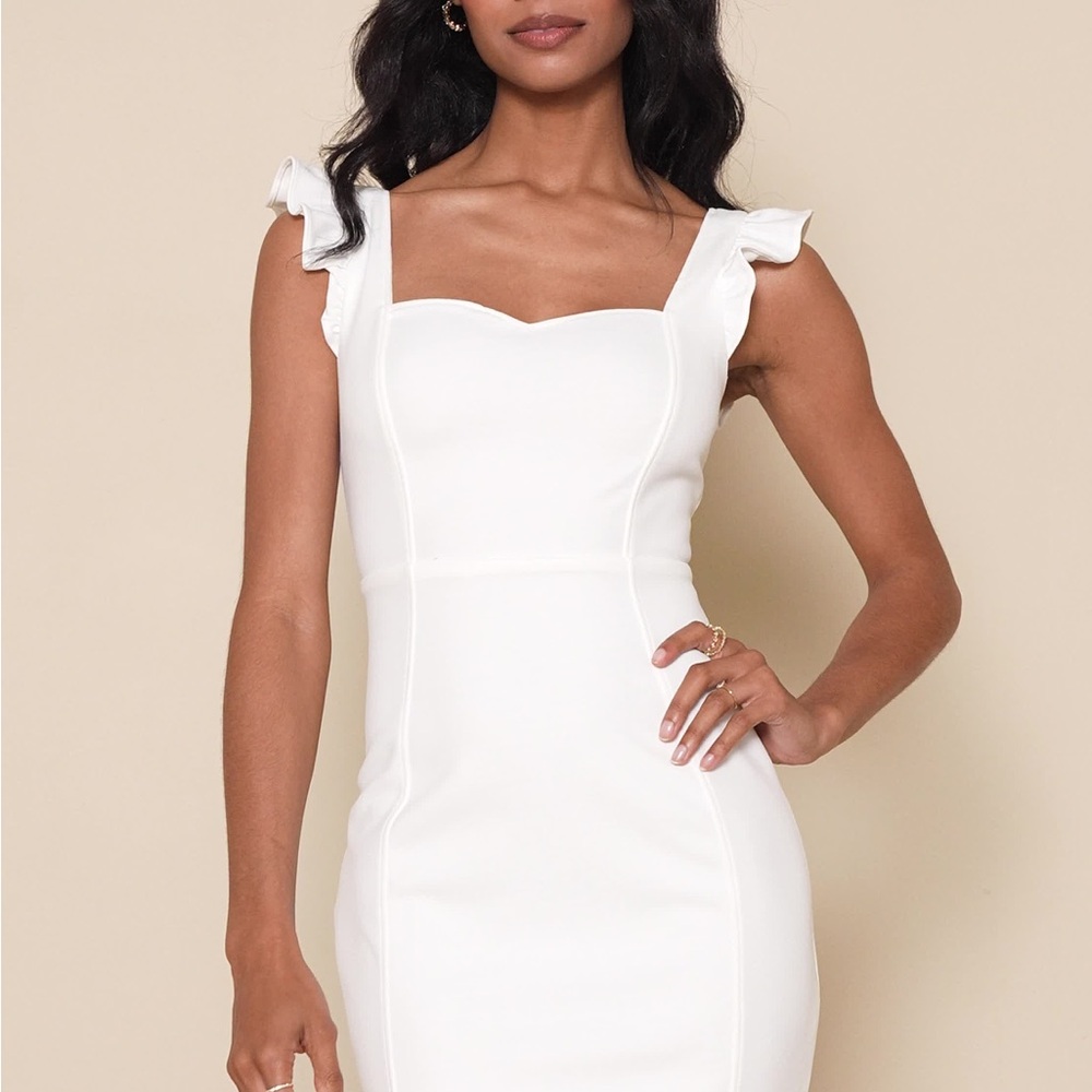 Lulus Miriam White Ruffled Bodycon Dress